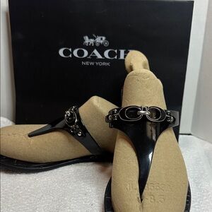 Coach Black jelly, kissing Cs Thong Sandals